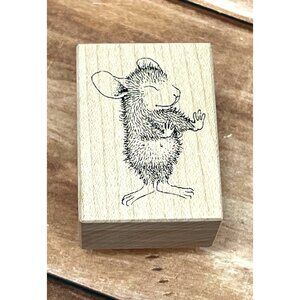 1999 HOUSE MOUSE B330 MONICA WARMING HANDS WOOD / RUBBER STAMP BY STAMPA ROSA